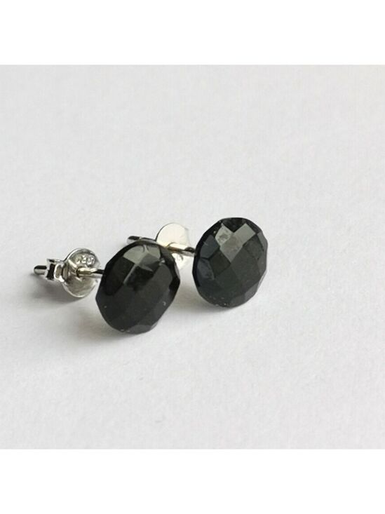 Bamgem Jewelry - NEW Faceted Black Onyx stud earrings on Sterling Silver